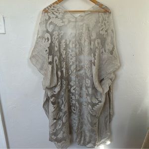 Beige Boho Design Women’s Sheer Beach Kimono